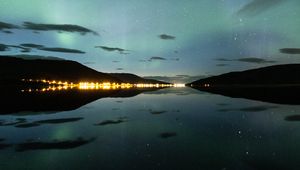 Preview wallpaper night, lake, starry sky, stars, reflection