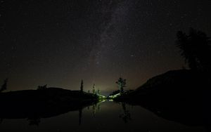 Preview wallpaper night, lake, stars, starry sky