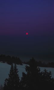Preview wallpaper night, landscape, winter, moon, trees, dark