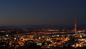 Preview wallpaper night, lights city, buildings, view from above