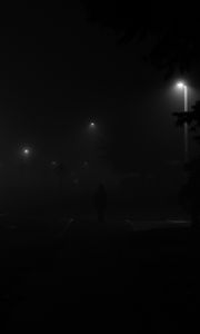 Preview wallpaper night, lights, silhouette, bw, black