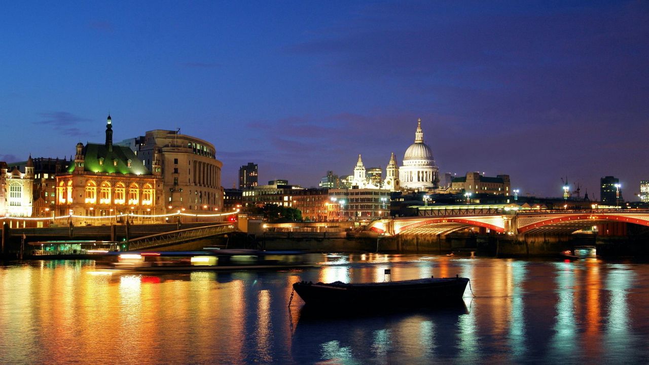 Wallpaper night, london, lights, bridge, river