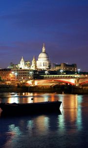 Preview wallpaper night, london, lights, bridge, river