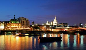 Preview wallpaper night, london, lights, bridge, river