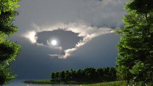 Preview wallpaper night, moon, lake, trees, nature