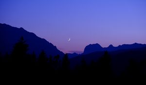 Preview wallpaper night, moon, mountains, silhouette, sky