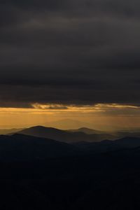 Preview wallpaper night, mountains, clouds, horizon, dark, overcast