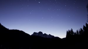 Preview wallpaper night, mountains, ice, starry sky, moon