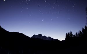 Preview wallpaper night, mountains, ice, starry sky, moon