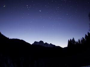 Preview wallpaper night, mountains, ice, starry sky, moon