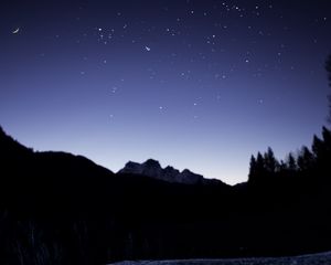 Preview wallpaper night, mountains, ice, starry sky, moon