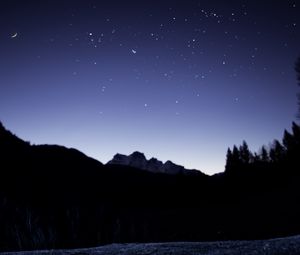 Preview wallpaper night, mountains, ice, starry sky, moon