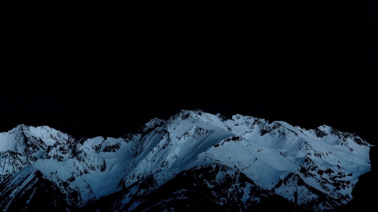 Wallpaper night, mountains, snowy, peaks