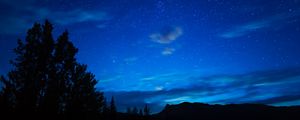 Preview wallpaper night, mountains, starry sky, stars, sky