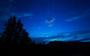 Preview wallpaper night, mountains, starry sky, stars, sky