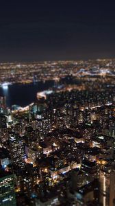 Preview wallpaper night, new york, lights, top view
