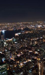 Preview wallpaper night, new york, lights, top view