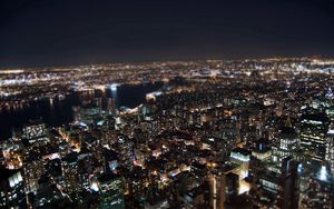 Preview wallpaper night, new york, lights, top view