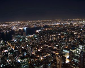 Preview wallpaper night, new york, lights, top view