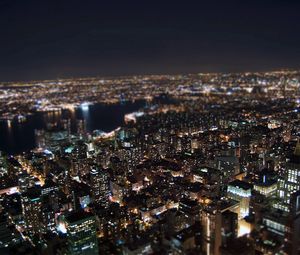 Preview wallpaper night, new york, lights, top view