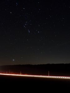 Preview wallpaper night, road, backlight, stars, dark