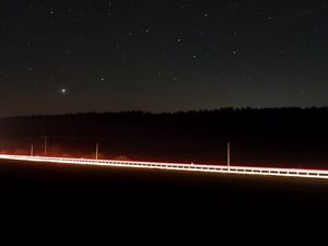 Preview wallpaper night, road, backlight, stars, dark