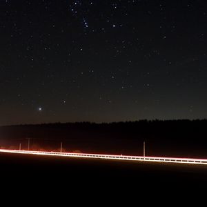 Preview wallpaper night, road, backlight, stars, dark