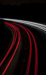 Preview wallpaper night, road, light, long exposure, lines, dark