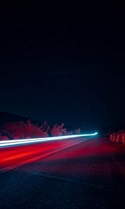 Preview wallpaper night, road, long exposure, glow, starry sky