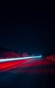 Preview wallpaper night, road, long exposure, glow, starry sky