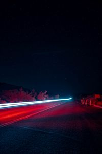 Preview wallpaper night, road, long exposure, glow, starry sky