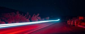 Preview wallpaper night, road, long exposure, glow, starry sky