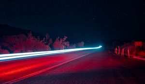 Preview wallpaper night, road, long exposure, glow, starry sky