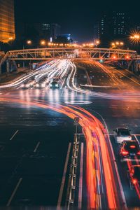 Preview wallpaper night, road, neon, cars, glow