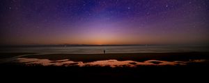 Preview wallpaper night, silhouette, alone, dark, starry sky