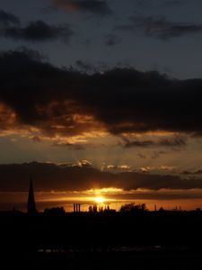 Preview wallpaper night, sky, horizon, clouds, sunset