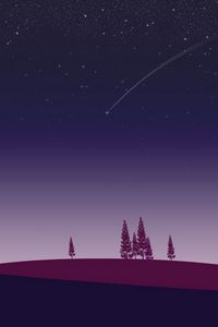 Preview wallpaper night, spruce, starfall, vector, art