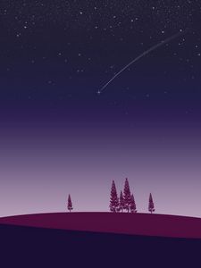 Preview wallpaper night, spruce, starfall, vector, art