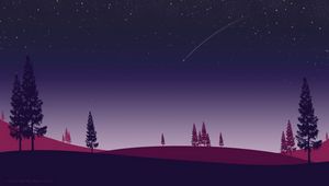 Preview wallpaper night, spruce, starfall, vector, art