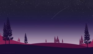 Preview wallpaper night, spruce, starfall, vector, art