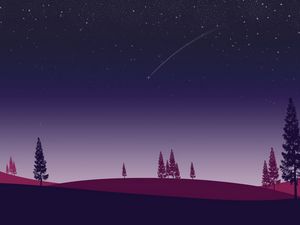 Preview wallpaper night, spruce, starfall, vector, art