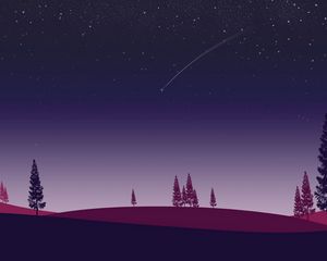 Preview wallpaper night, spruce, starfall, vector, art