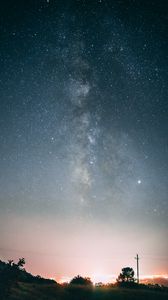 Preview wallpaper night, starry sky, dark, glow, landscape