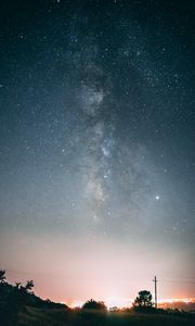 Preview wallpaper night, starry sky, dark, glow, landscape