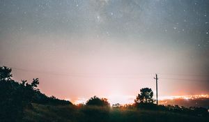 Preview wallpaper night, starry sky, dark, glow, landscape