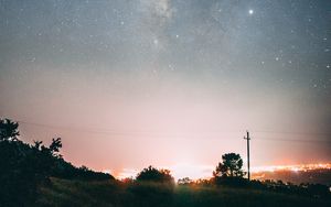 Preview wallpaper night, starry sky, dark, glow, landscape