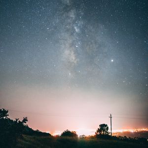 Preview wallpaper night, starry sky, dark, glow, landscape