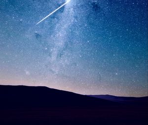 Preview wallpaper night, starry sky, hills, silhouettes, dark