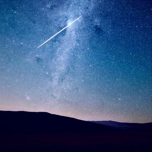 Preview wallpaper night, starry sky, hills, silhouettes, dark