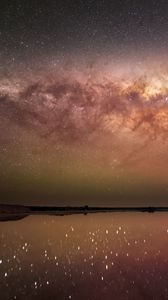 Preview wallpaper night, starry sky, milky way, lake, space